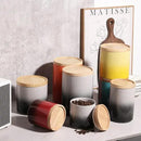 Sweejar Ceramic Food Storage Jar, Stackable Kitchen Canisters, Containers with Airtight Seal Wooden Lid for Serving Coffee Grounds, Coffee Bean, Flour, Tea, Spice and More - 39 Fl Oz (Gradient Gray) by CozyNest Decor