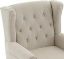 UIXE High Back Accent Chairs Set of 2, Upholstered Armchair in Fabric for Living Room, Retro Wingback Arm Chair Comfy Single Sofa Bedroom Reading Seat with Solid Wood Legs - Beige by CozyNest Decor