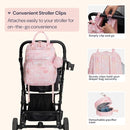 BabbleRoo Diaper Bag Backpack - Baby Essentials, Travel Essentials Baby Bag with Changing Pad, Stroller Straps & Pacifier Case - Unisex, Pink Birdy by TinyTreasures Baby Boutique