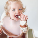 Ali+Oli Spoon & Fork Learning Set for Toddlers (Powder Pink) 6m+ Grab Easy BPA Free Food-Grade Silicone Handle, Kids Silverware Self Feeding Baby Utensil, Multi-stage Baby Feeding Set Ergonomic Design by TinyTreasures Baby Boutique
