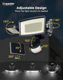 Ensenior 5 Motion Sensor Modes Solar Security Light, 1800LM 270° Wide Angle 3 Heads LED Flood Lights, IP65 Waterproof Wall Lights, Separate Solar Panel Remote Control Solar Lights Outdoor by GreenHaven Gardens