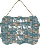 Personalized Wooden Welcome Sign for Front Door & Home - Customized Image/Text Hanging Sign Farmhouse Decor, 11.2 * 8 Inch by CozyNest Decor