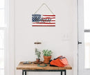 Welcome Decor Sign, Hanging Wood Sign Home Decorative, Printed Wood Wall Art Sign, American Flag Welcome Sign, Patriotic Home Decor, Front Door Decor Sign, Farmhouse Porch Wall Art Sign 12 * 6inch by CozyNest Decor