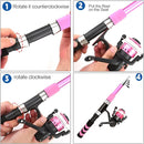Collapsible Telescopic Fishing Rod and Reel Combo Push Button Small Fishing Pole Kit Beginner Youth Boys Fishing Starter Set Tackle by TinyTreasures Baby Boutique