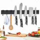 Dmore magnetic knife holder for wall—with 3 hooks, No Drilling 16 Inch black knife magnetic strip, Powerful knife magnet rack, include Adhesive Tape and screws for Knives, Utensils, and Tools by CozyNest Decor