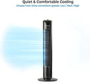 Comfort Zone 32-Inch Bladeless Tower Fan with 3 Speeds, 90° Oscillation, Portable Indoor Stand Fan with Built-In Carry Handle – Quiet Cooling for Bedroom, Black by CozyNest Decor