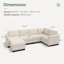 HONBAY U-Shaped Corduroy Sectional Couch with 6 Seaters Modular Sectional Sofa with Storage Ottoman Sectional Couches for Living Room, Beige by CozyNest Decor