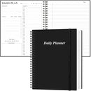 Daily Planner Undated - A4 To Do List Notebook Hourly Schedules, Spiral Appointment Planner for Women and Men,PVC Hardcover, Inner Pocket, Elastic Closure, 8.5" x 11", Black by TinyTreasures Baby Boutique
