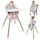 9 in 1 Convertible Baby High Chair with Booster, Wooden Highchair for Babies and Toddlers with Adjustable Tray & 5-Point Harness, Multi-Functional Growing Seat for Feeding, Learning & Play, Gray by TinyTreasures Baby Boutique