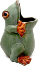 7" Ceramic Frog Shaped Plant Pot/Bonsai Pot/Flower Pot/Succulent Planter/Candy Dish/Pencil Holder Frog Decor Multipurpose Pot by GreenHaven Gardens