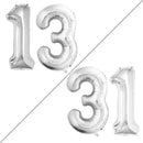 GOER Number 13 Balloons for 13th Birthday Sweet 13 Party Decorations,42 Inch Jumbo Foil Helium 31 Balloons for 31st Birthday Party Decoration (Silver) by TinyTreasures Baby Boutique