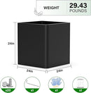 Large Metal Square Planter 24" L x 24" W x 24" H, Heavy Duty Black Large Outdoor Planters with Drainage Hole for Porch/Patio/Garden by GreenHaven Gardens