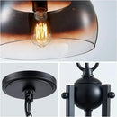 WUZUPS Chandelier Rustic Farmhouse Industrial Round Ceiling Pendant LED Light Fixture with Amber Gradient Black Glass Shades for Dining Room Kitchen Island Foyer Entryway, H 17" x W 13.4", E26 Base by CozyNest Decor