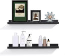 Black Floating Shelves for Wall 24 Inch Wall Shelves with Lip Modern Picture Ledge Shelf Wall Mount Photo Shelves Room Decor Hanging Book Shelves Set of 2 for Bedroom Living Room Bathroom Kitchen by CozyNest Decor