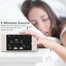 Kogonee Wooden Digital Alarm Clock, 0-100% Dimmer, 2 Alarm Settings, Weekday/Everyday Mode, 9 Mins Snooze, 12/24H, Temperature and Date Display for Office, Travel, Bedroom Alarm Clock (White) by CozyNest Decor