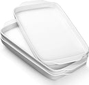 Dizada Large Serving Platter with Handles, 16" x 9" Porcelain Serving Tray, White Rectangular Platters for Entertaining & Serving Food, Serving Trays for Party, Appetizer, Charcuterie - Set of 3 by CozyNest Decor