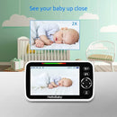 HelloBaby Upgrade 5’’ Baby Monitor with 30-Hour Battery, 2 Cameras Pan-Tilt-Zoom, 1000ft Range Video Audio Baby Monitor No WiFi, VOX, Night Vision, 2-Way Talk, 8 Lullabies and Temperature by TinyTreasures Baby Boutique