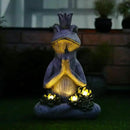 Large Garden Statue Yoga Frog Sustainable Eco-Friendly Solar Lights with LED Sustainability Sculpture Courtyard Balcony Home Decoration（20" Tall by GreenHaven Gardens