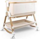 4 in 1 Baby Bassinet, Bassinets Bedside Sleeper with Wheels and Storage Basket, Adjustable 7 Heights Bedside Sleeper with Mosquito Net, Breathable Mesh Rocking Bassinet for Baby by CozyNest Decor