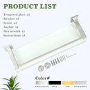 Alise Bathroom Glass Shelf with Stainless Steel Railing, Polished Chrome Small Tempered Glass Floating Wall Shelf Over The Toilet, 16 inch by CozyNest Decor