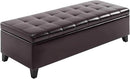 HOMCOM 51" Ottoman Storage Bench, Faux Leather Storage Chest with Lift Top, Tufted Ottoman for Living Room, Entryway, Dark Brown by CozyNest Decor