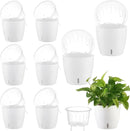 Self-Watering Pots for Indoor Plants, 8-Pack 6.7'' Self Watering Planter with Drainage Holes, Small African Violet Pots with Water Indicator, Clear Wick Pot, White by CozyNest Decor