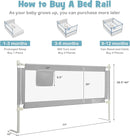 BABY JOY Bed Rail for Toddlers, 77'' Extra Long, Height Adjustable & Foldable Baby Bed Rail Guard w/Storage Pocket & Double Safety Child Lock for Kids Twin Double Full Size Queen King Mattress (Gray) by TinyTreasures Baby Boutique