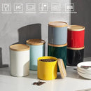 Sweejar Kitchen Canisters Ceramic Food Storage Jar, Stackable Containers with Airtight Seal Wooden Lid for Serving Coffee Bean, Flour, Tea, Spice and More - 39 Fl Oz (Gray) by CozyNest Decor