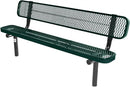 Coated Outdoor Furniture Heavy-Duty Outdoor Bench Thermoplastic Coated, Expanded Metal, Commercial-Grade Seating, Made in America (Inground with Back, 6 Ft, Dark Green) by GreenHaven Gardens