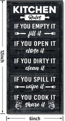 Hanging Kitchen Rules Wood Decor Sign, Rustic Kitchen Wooden Signs, Printed Wood Wall Art Sign, Kitchen Door Rules Rustic Sign, Hanging Wood Sign Kitchen Decor, Funny Farmhouse Kitchen Wall Décor A1 by CozyNest Decor