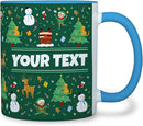 Personalized Mug for Kids - Christmas - Custom Name/Text, Ceramic Hot Chocolate/Cocoa/Coffee Cup for Boys/Girls, Holiday/Birthday Gift - 11 oz, Light Blue Handle by TinyTreasures Baby Boutique