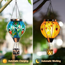 Peacock Hot Air Balloon Solar Lantern with Flickering Flame,Glass Hanging Solar Lanterns Outdoor Waterproof,Hot Air Balloon Decorative Lights for Patio Porch Yard Decor,Peacock Gifts for Women by GreenHaven Gardens