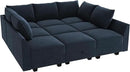 HONBAY Sectional Sleeper Sofa Velvet Sectional Sleeper Couch with Storage Modular Sleeper Sectional Sofa Couch for Living Room,Dark Blue by CozyNest Decor