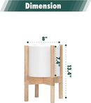 D'vine Dev Planter Pot with Stand - 8 Inch Plastic Cylinder Flower Pot with Wood Planter Holder for Indoor, Matte White Pot + Natural Stand, 55-C-J-1 by GreenHaven Gardens
