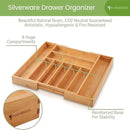 Bamboo Drawer Organizer, 2 Pack - Expandable Silverware Organizer & Utensil Drawer Organizer, Cutlery Tray with Dividers, 7-9 Slots- Premium Kitchen Organizer for Utensils & Flatware (Natural) by CozyNest Decor