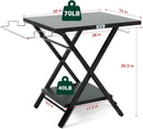 Folding Grill Table with Extra Storage Bottom Shelf, Indoor & Outdoor Prep Table with Garage Rack & Tissue Holder, Pizza Oven Stand for Pizza Oven & Blackstone Griddle, 30" x 24", Black by GreenHaven Gardens