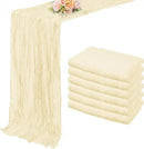 10FT 6 Pack Beige Cheesecloth Table Runner 20 x 120 Inch Long Rustic Gauze Fabric Cheese Cloth Table Runner for Wedding Bridal Baby Shower Table Decorations Boho Sheer Birthday Party Table Decor by CozyNest Decor