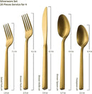 Alata Cube Gold 20-Piece Flatware Set, Forged Cutlery Set, Matte Gold Silverware Service for 4, Stainless Steel Tableware with Square Handle for Home/Restaurant, Dishwasher Safe by CozyNest Decor