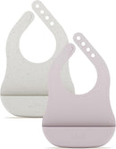 Lalo The Bib - Waterproof, Non-Toxic Silicone Baby Bib with Adjustable Neck Band & Silicone Food Pouch Catcher, Set of 2 by TinyTreasures Baby Boutique