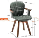 LUNLING Swivel Dining Room Chairs Set of 2, Mid Century Modern Green Faux Leather Kitchen Chairs with Arms,Bamboo Legs Side Chairs No Wheels,Accent Chair for Dining Rooms and Offices by CozyNest Decor