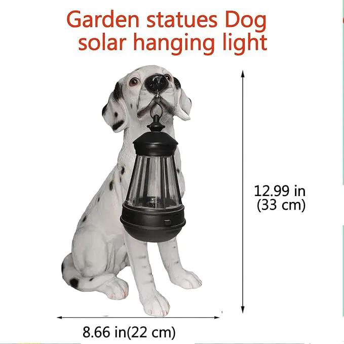 Garden Statues Dog Solar Hanging Light, Courtyard Resin Simulated Handicraft Dog Statue Ornament, Garden Yard Entrance Decoration., photo 3 of 7