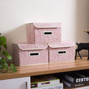PRANDOM Collapsible Storage Boxes with Lids Fabric Decorative Storage Bins Cubes Organizer Containers Baskets with Cover Handles Divider for Bedroom Closet Living Room 9.8x7.9x6.7 Inch 3 Pack by TinyTreasures Baby Boutique