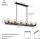 59 Inch Black Rectangle Wagon Wheel Chandeliers, Black Chandelier for Dining Room Over Table, Modern Crystal Long Chandelier, Farmhouse Large Linear Chandeliers for Kitchen Island by CozyNest Decor