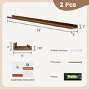 Picture Ledge Shelf, Floating Shelves Set of 2, Solid Pine Wood 72'' Long Large Nursery Book Shelves for Toys Storage, Kids Bookshelf for Living Room Bedroom Decor Books Photo Frames, Walnut by TinyTreasures Baby Boutique