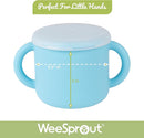 WeeSprout Snack Containers, Food Grade Silicone Cups, Spill-Proof Tops For Toddlers and Babies, Premium Hard Plastic Travel Lids, Dishwasher Safe, Set of 2 Snack Catchers by TinyTreasures Baby Boutique