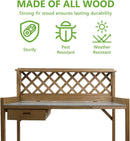 Garden Potting Benches & Tables,Outdoor Wooden Work Station W/Metal Table Top,Drawer,Large Bottom Shelf,Open Shelf Natural Wood-Natural Stained by GreenHaven Gardens