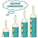 Accmor Formula Dispenser On The Go, 4 Layers Stackable Formula Container to Go, Non-Spill Portable Milk Powder Baby & Kids Snack Container, Green by TinyTreasures Baby Boutique