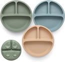 Toddler Plates 3 Pack, Divided Suction Plates for Baby, 100% Food Grade Silicone Baby Plates, Non-Slip, Baby Led Weaning Supplies, Microwave & Dishwasher Safe by TinyTreasures Baby Boutique