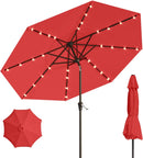 10FT Solar Umbrella 32 LED Lighted Patio Umbrella Table Market Umbrella w/Tilt and Crank, UV-Resistant Outdoor Umbrella for Pool, Garden, Deck, Red by GreenHaven Gardens