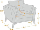 Large-Sized Accent Chair, Thick Cushion Bedroom Reading Chair, Comfortable Living Room Single Sofa， Linen Gray by CozyNest Decor